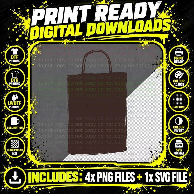 Tote Bag Brown Line Sketch T-Shirt Png SVG Digital Bundle