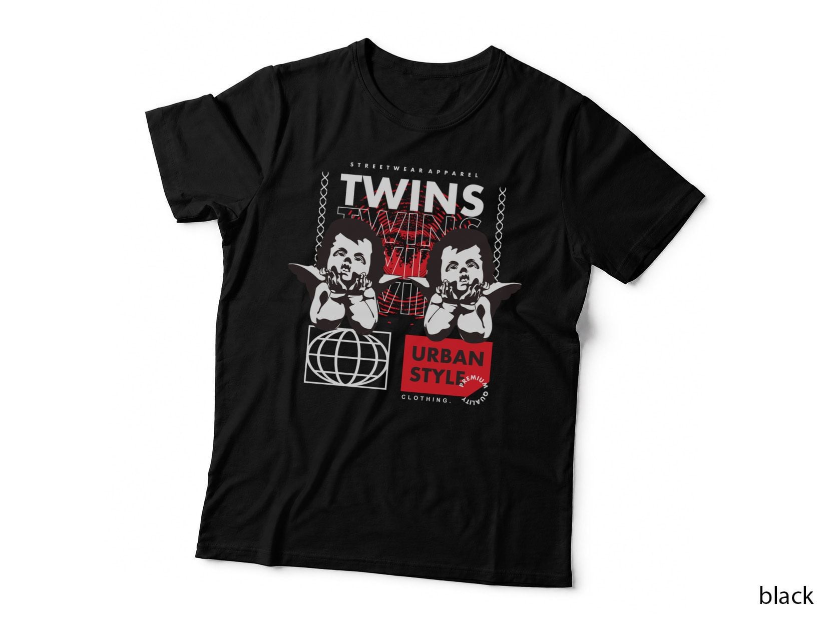 Twins Winning Urban Style Cherubs Angels Red White Premium Clothing T-Shirt