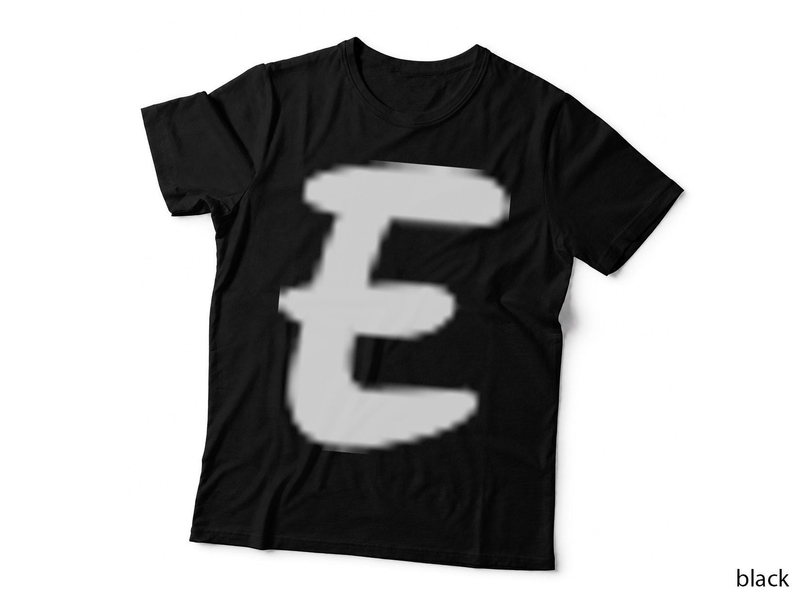 Uppercase E Single Black Capital Letter Bold Serif T-Shirt