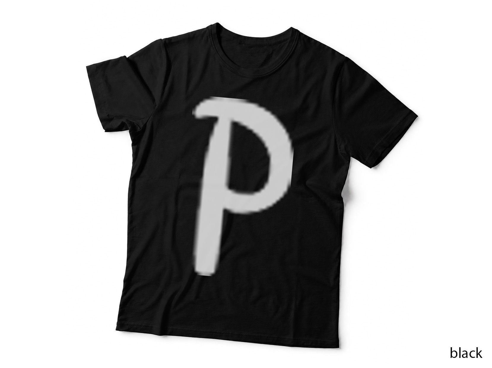 Uppercase P Single Black Capital Letter Bold Serif T-Shirt