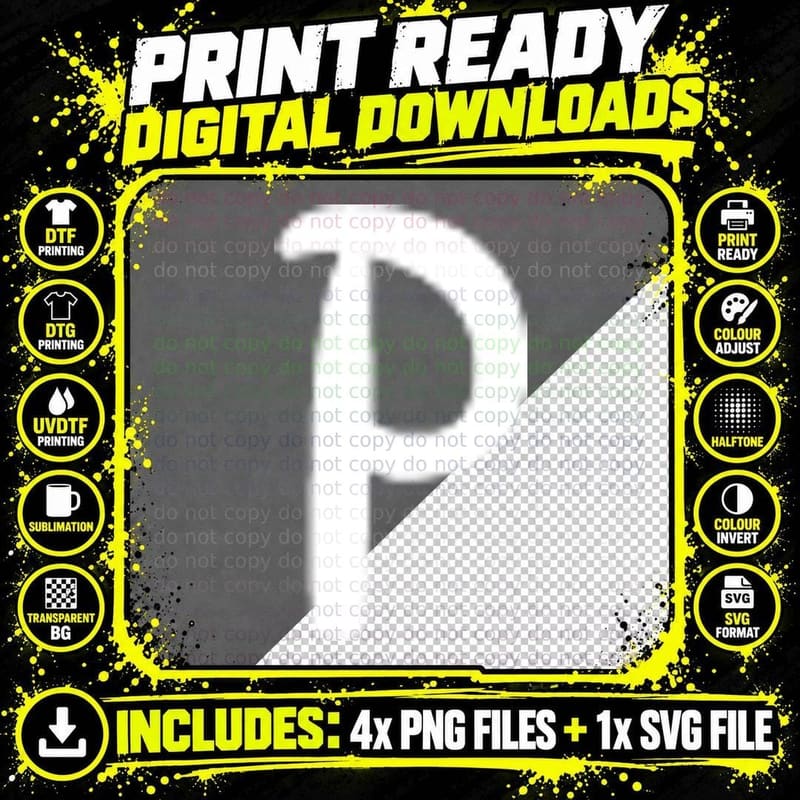 Uppercase P Single Black Capital Letter Bold Serif Png SVG Digital Bundle