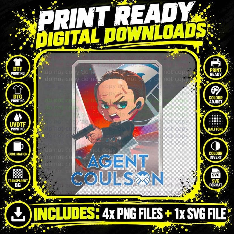 Agent Coulson Female Child Character Blue and Cyan Png SVG Digital Bundle