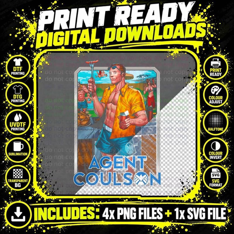 Agent Coulson Male Character in Orange Outdoor Scenic Png SVG Digital Bundle
