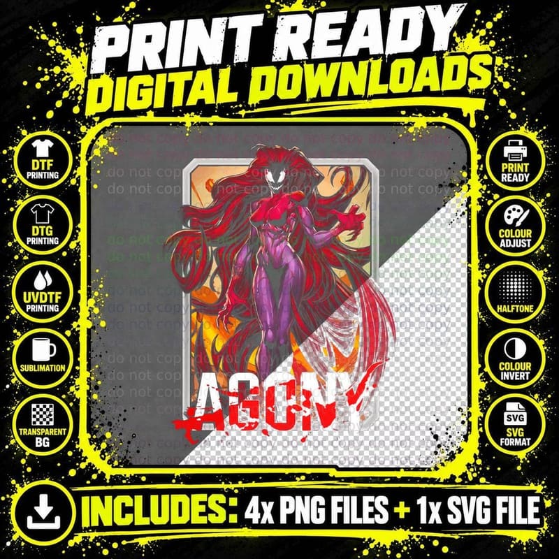 Agony Aggressive Red Demonic Creature T-Shirt Png SVG Digital Bundle