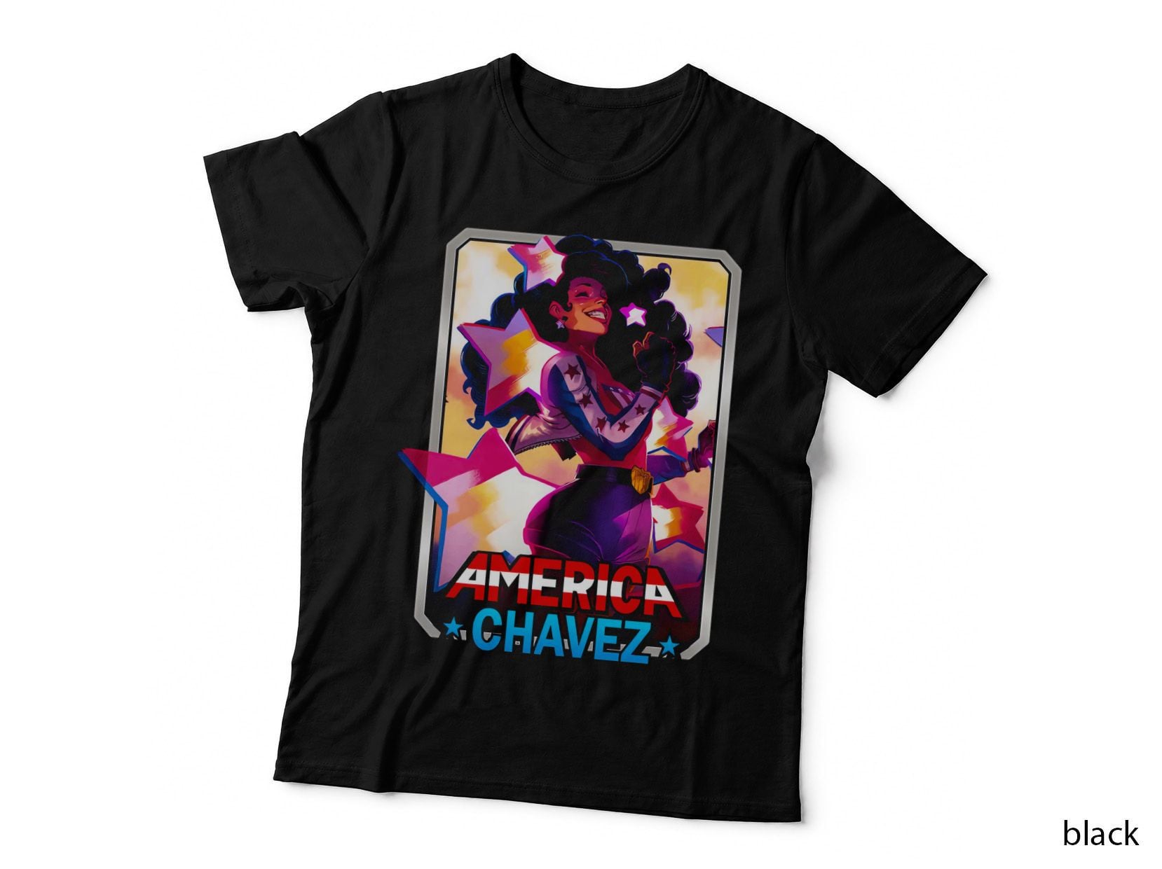 America Chavez Illustration Psychedelic Colorful T-Shirt