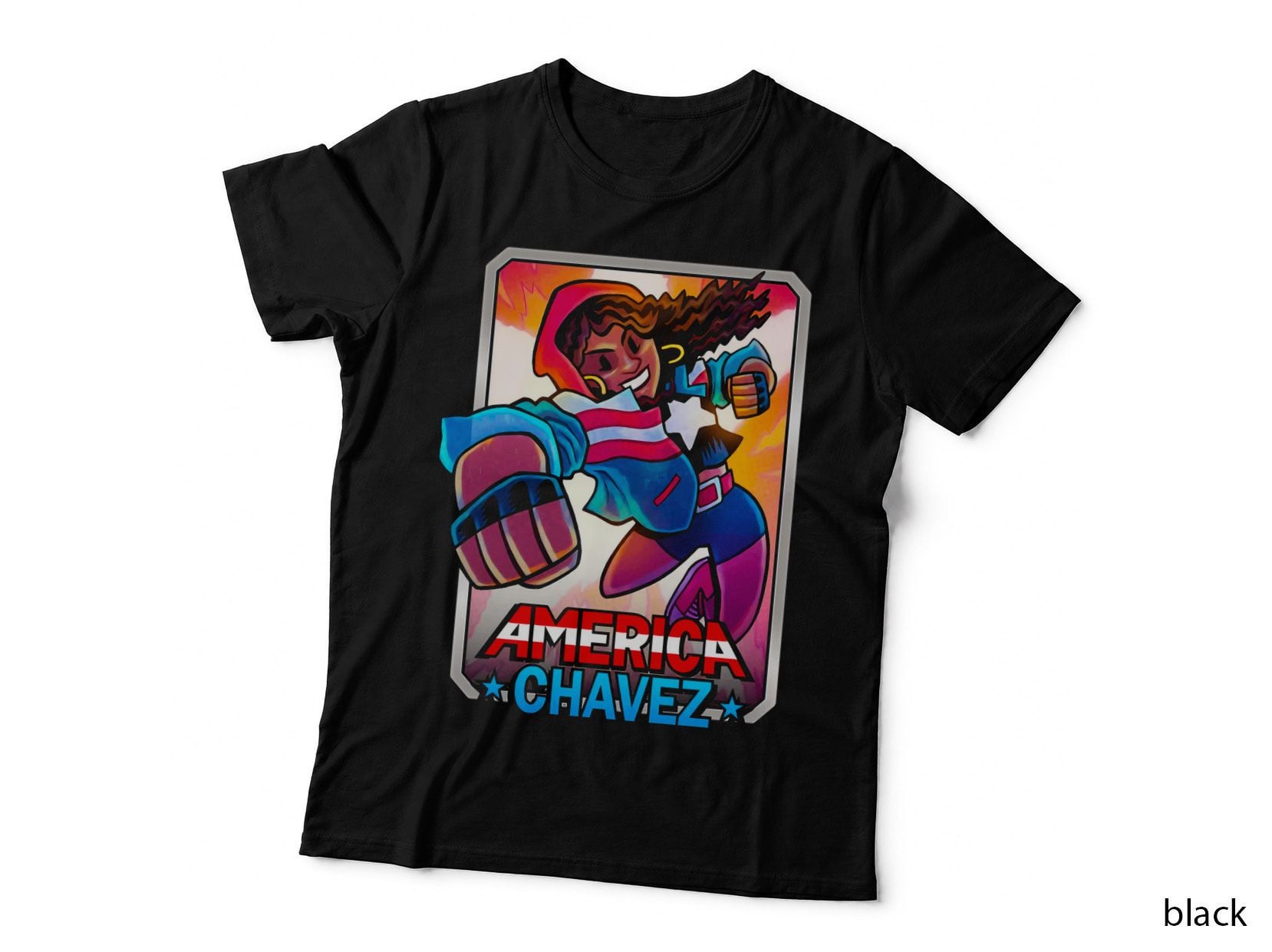 America Chavez Illustration Punching Action Pose T-Shirt