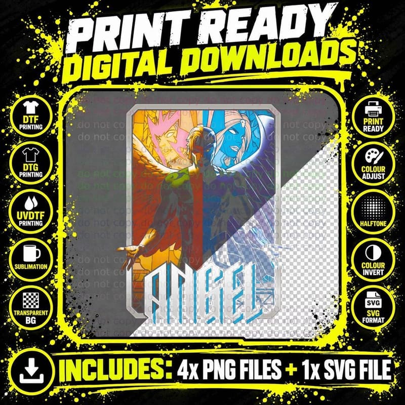 Angel Illustration Angels in Conflict T-Shirt Png SVG Digital Bundle