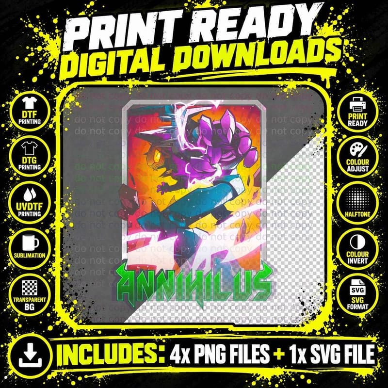 Annihilus Illustration Purple Lightning Energy T-Shirt Png SVG Digital Bundle