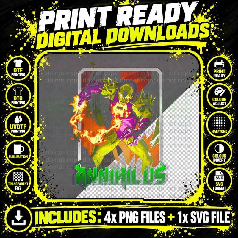 Annihilus Illustration Spiky Insectoid Creature T-Shirt Png SVG Digital Bundle
