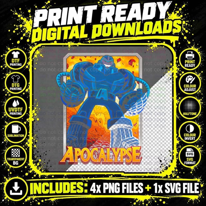Apocalypse Illustration Massive Blue Form T-Shirt Png SVG Digital Bundle