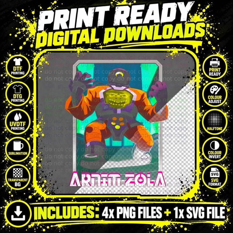 Arnim-Zola Armim-Zola Illustration Green Orange Creature Png SVG Digital Bundle