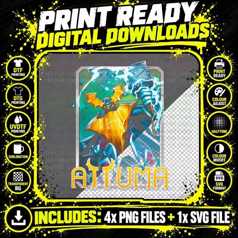 Attuma Illustration Blue Yellow Creature T-Shirt Png SVG Digital Bundle