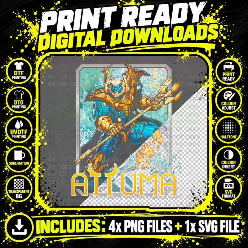 Attuma Illustration Golden Armored Warrior T-Shirt Png SVG Digital Bundle
