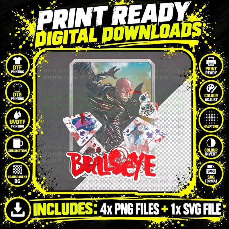 Ball's Eye Balleye Masked Character with Playing Cards Png SVG Digital Bundle