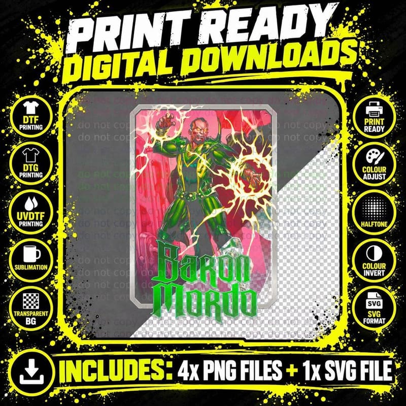 Baron Mordo Green Yellow Power Magic Villain T-Shirt Png SVG Digital Bundle