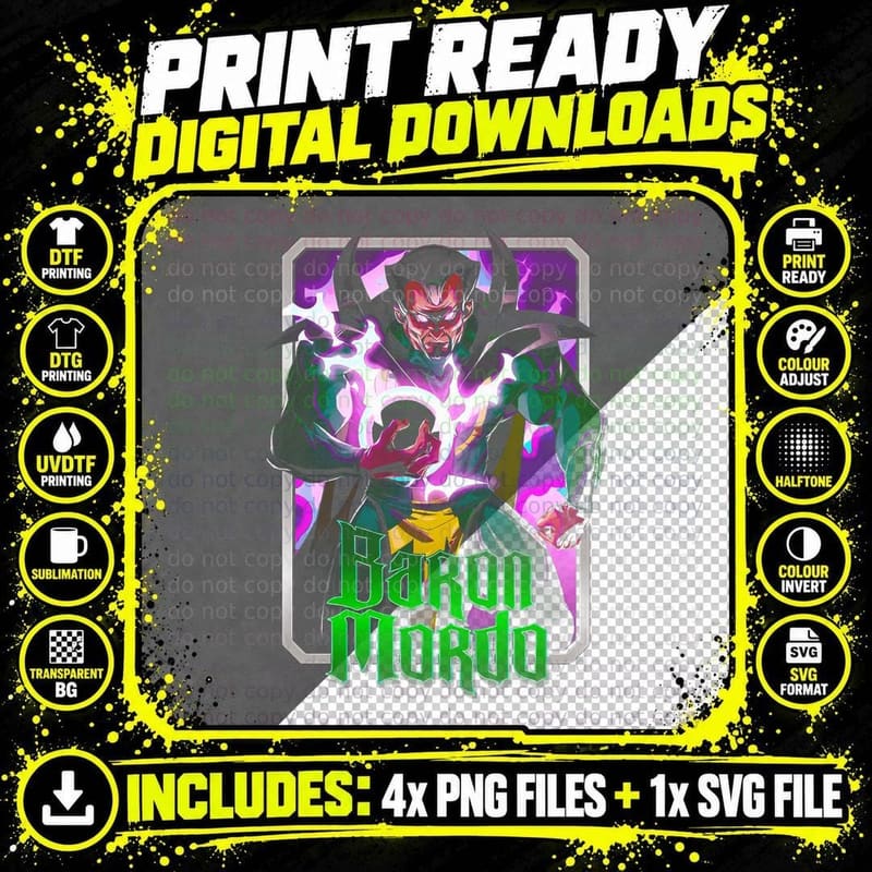 Baron Mordo Magenta Purple Glowing Mystic Villain T-Shirt Png SVG Digital Bundle