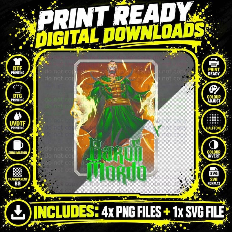 Baron Mordo Orange Gold Power Warrior Magic T-Shirt Png SVG Digital Bundle