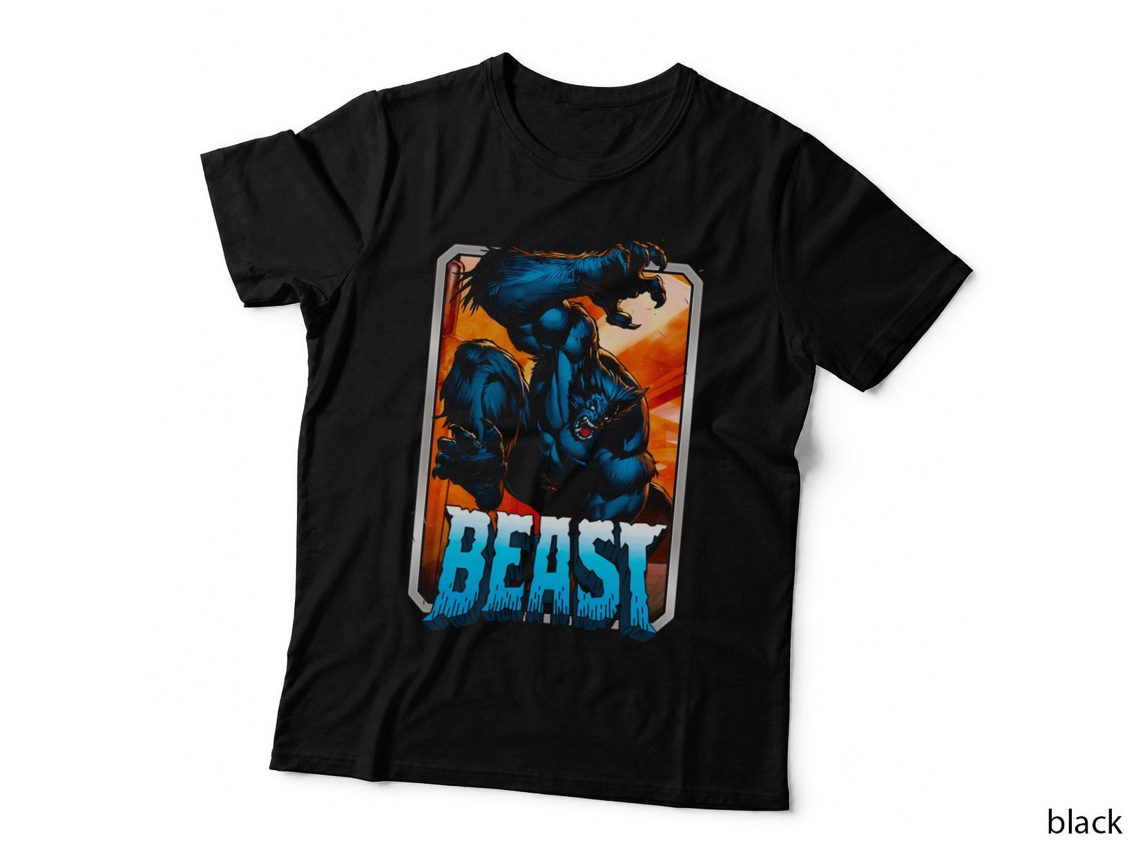 Beast Illustration Blue Furry Creature T-Shirt