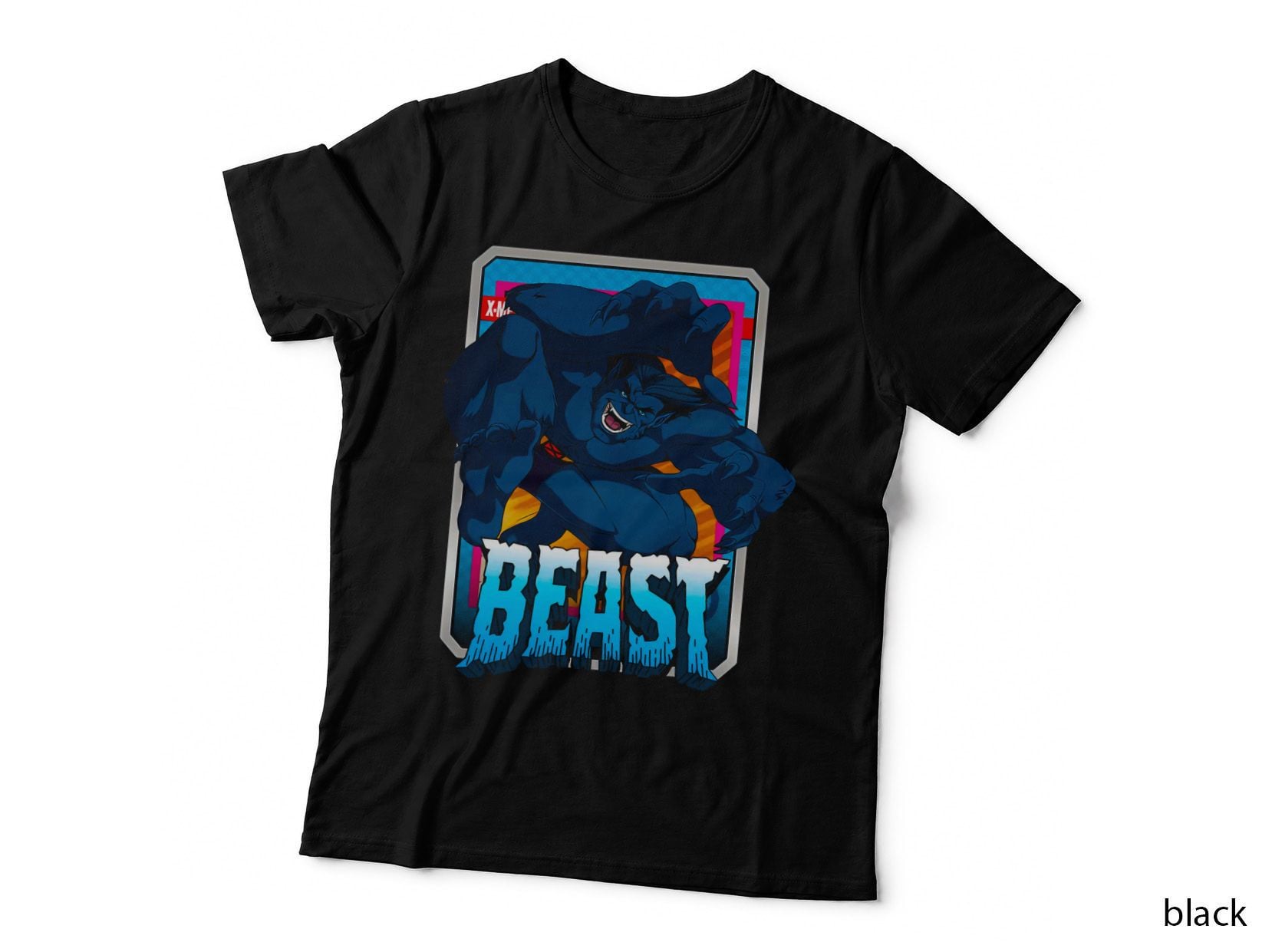 Beast Illustration Dark Blue Character T-Shirt