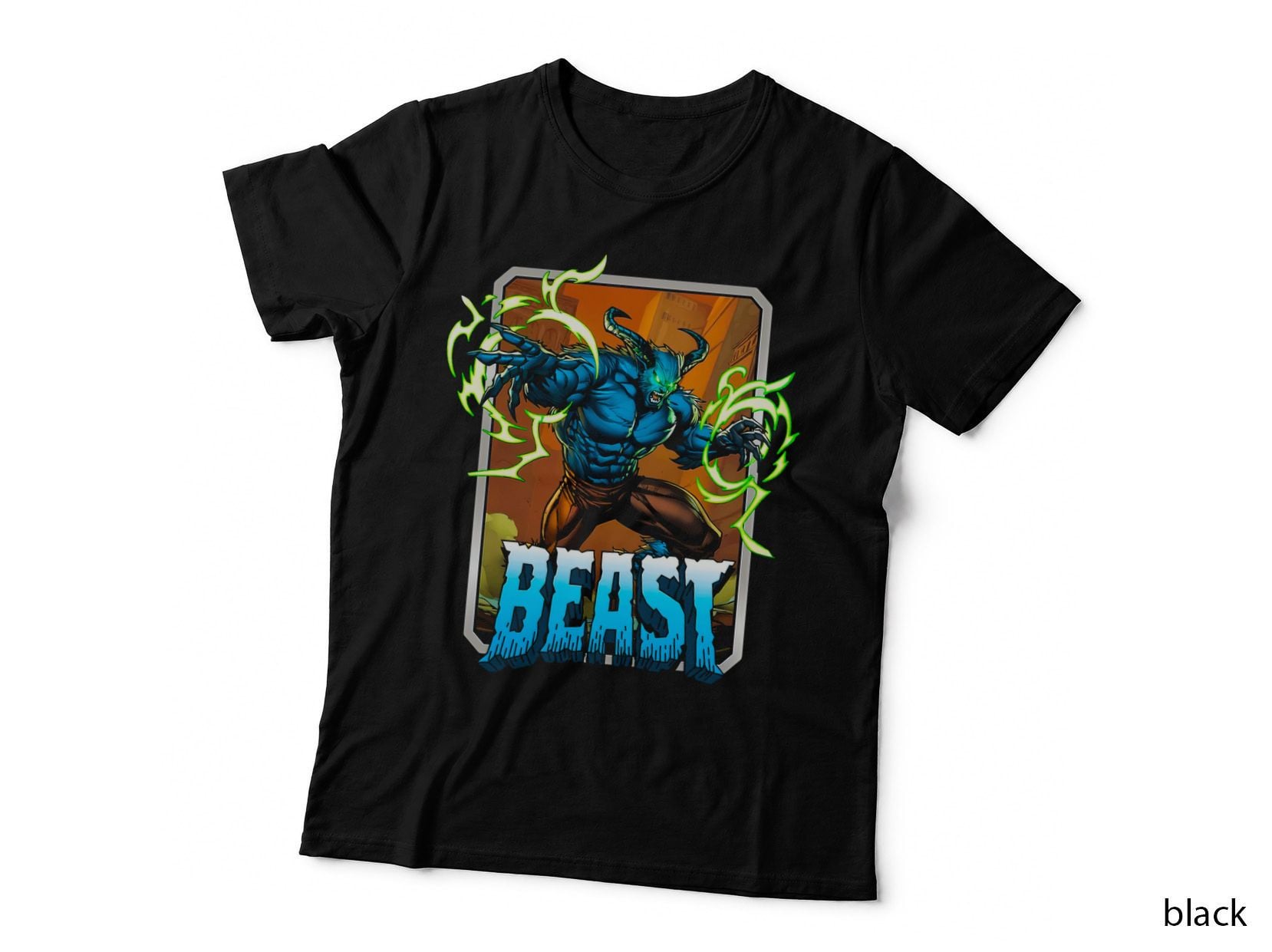 Beast Illustration Green Spiky Creature T-Shirt