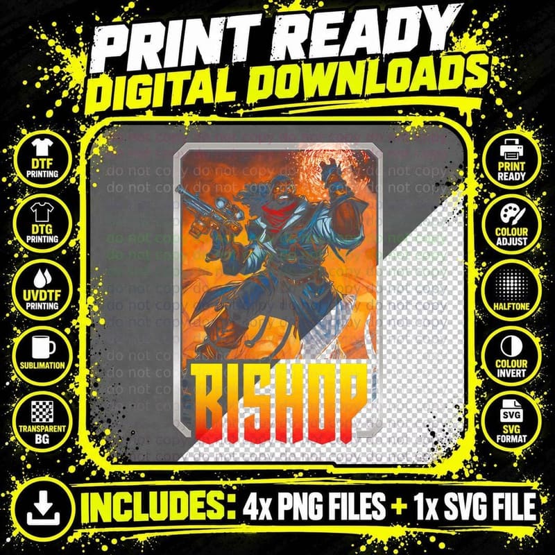 Bishop Illustration Armored Fiery Warrior T-Shirt Png SVG Digital Bundle