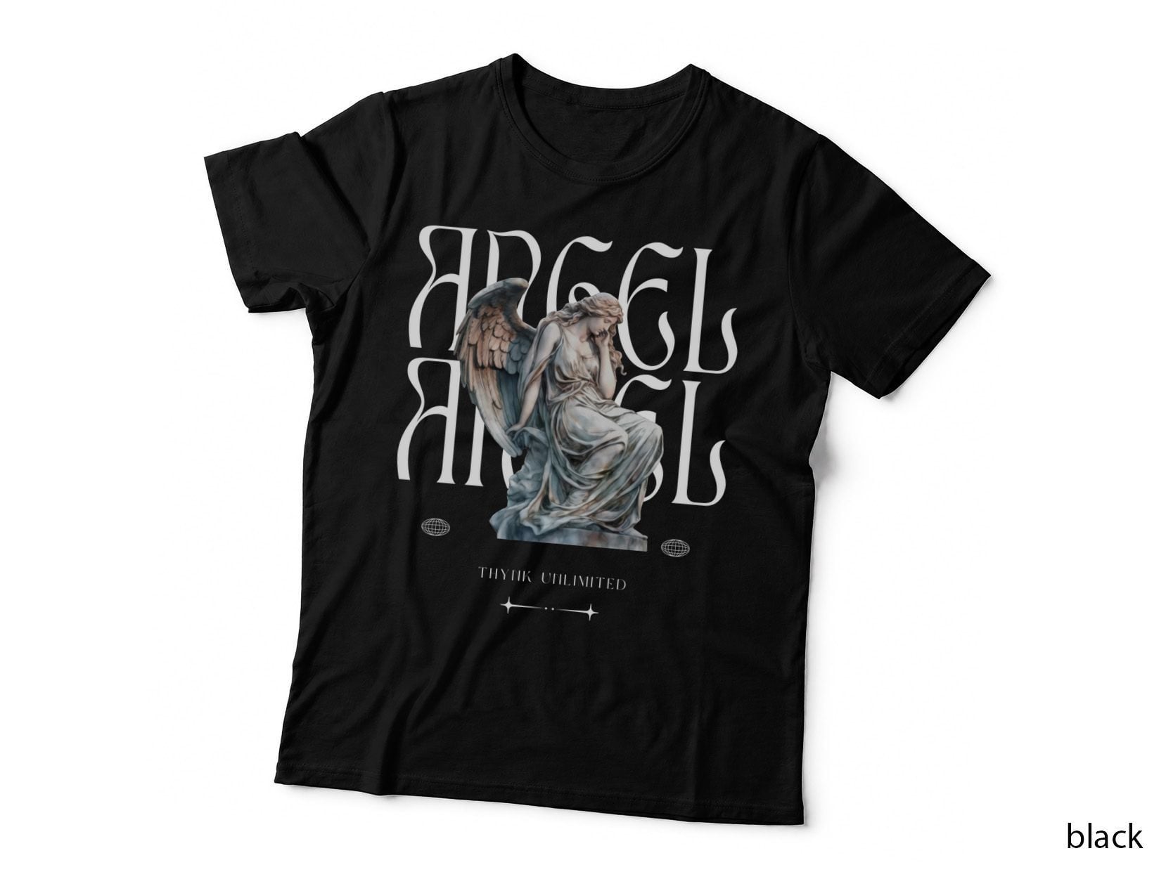 Black and White Modern Illustrative T-Shirt