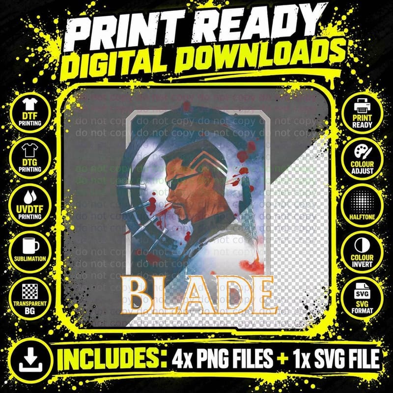 Blade Illustration Mystical Character T-Shirt Png SVG Digital Bundle