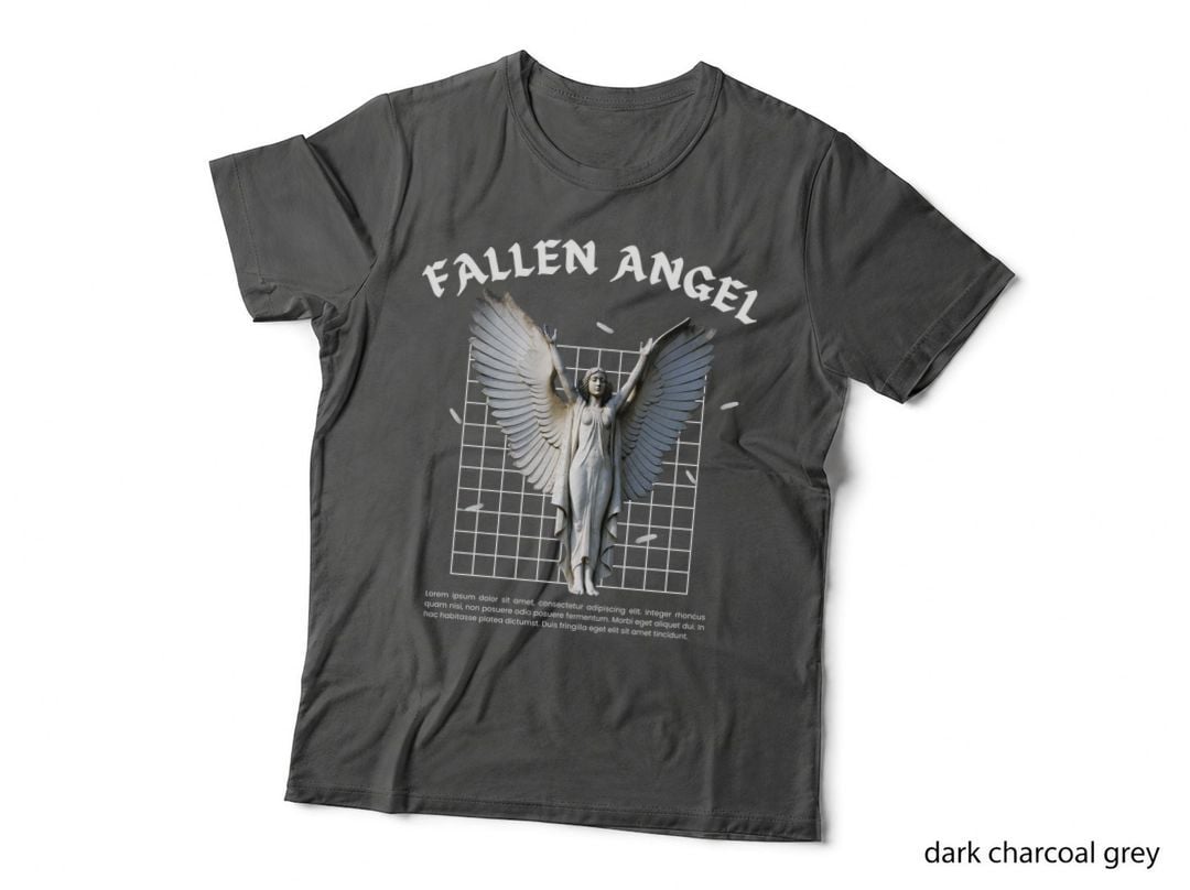 Brown and White Streetwear Illustrative Angel Statue T-Shirt
