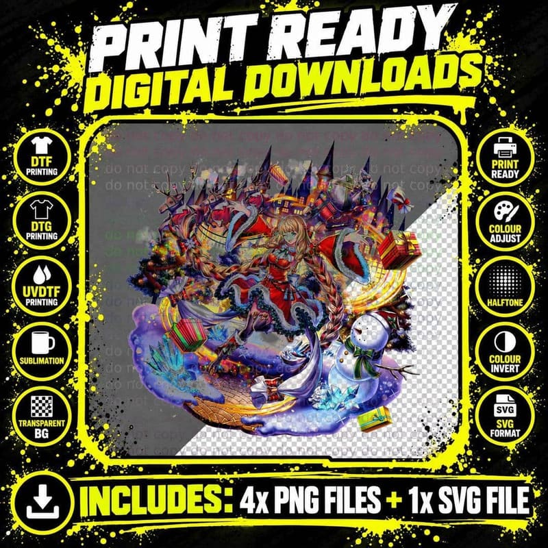 Castle Fantasy Colorful Halftone T-Shirt Png SVG Digital Bundle