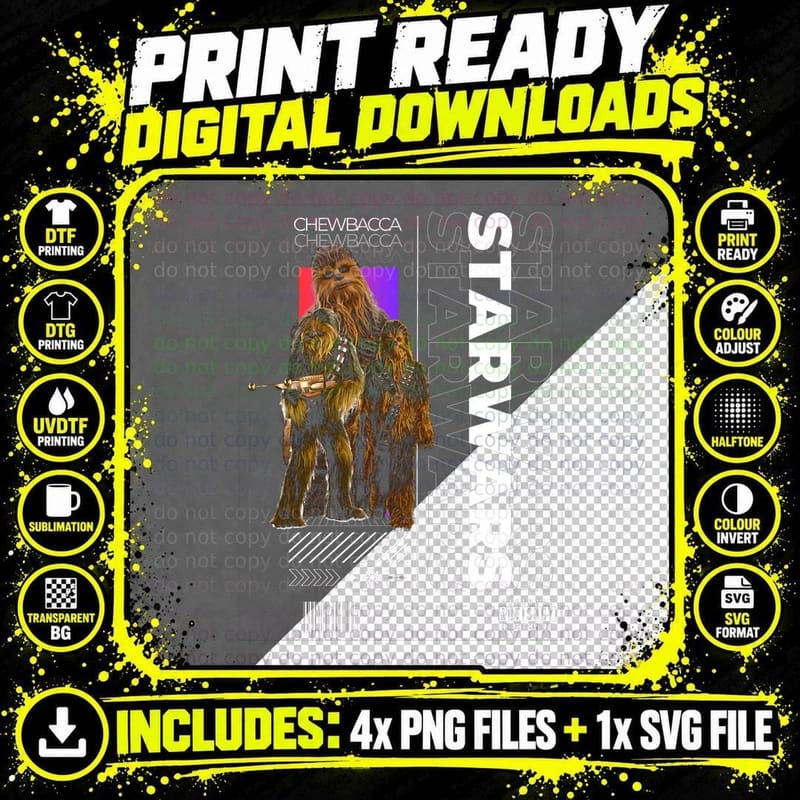 Chewbacca Furry Brown Character Companion T-Shirt Png SVG Digital Bundle