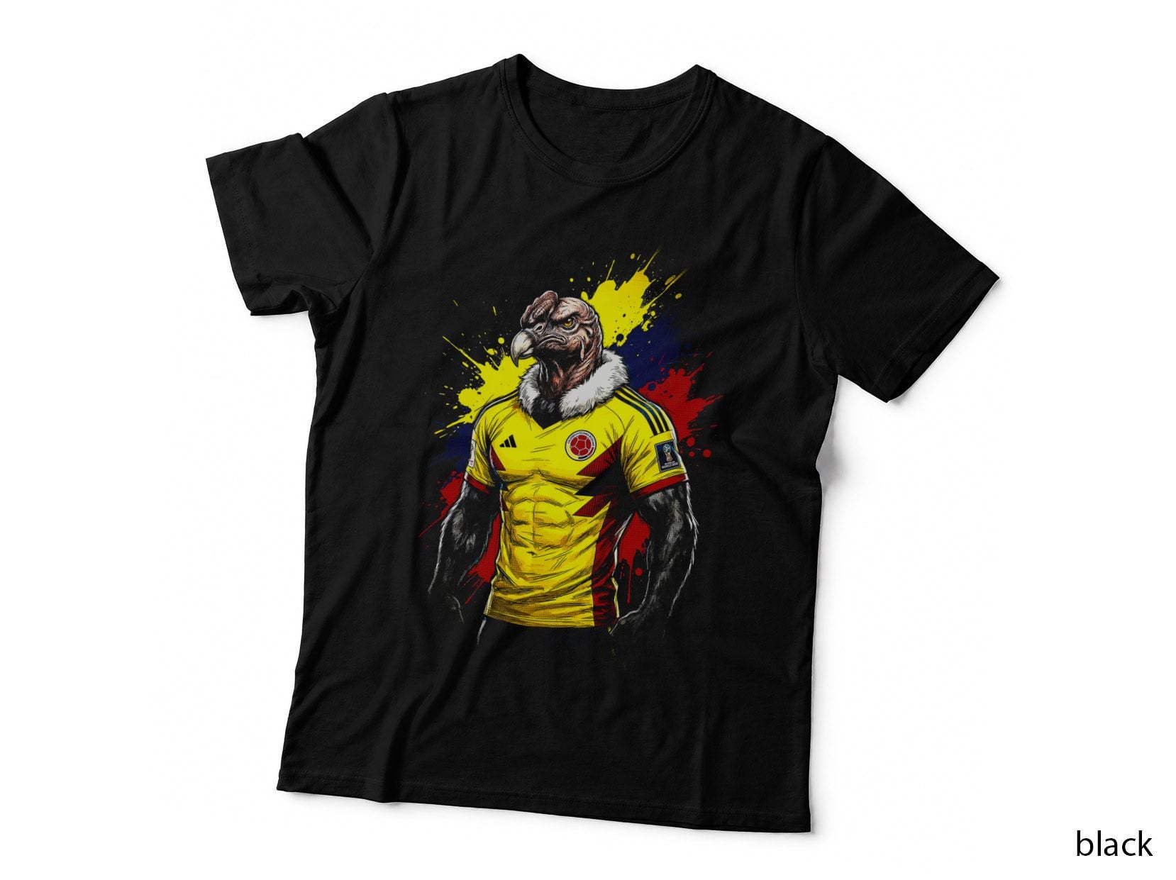 Condor Footballer Vulture Mascot with Fur Collar Colombia Yellow Kit 02 T-Shirt