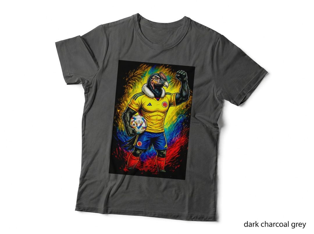 Condor Footballer Yellow-Blue Colombia Kit Fist Raised Holding Ball T-Shirt