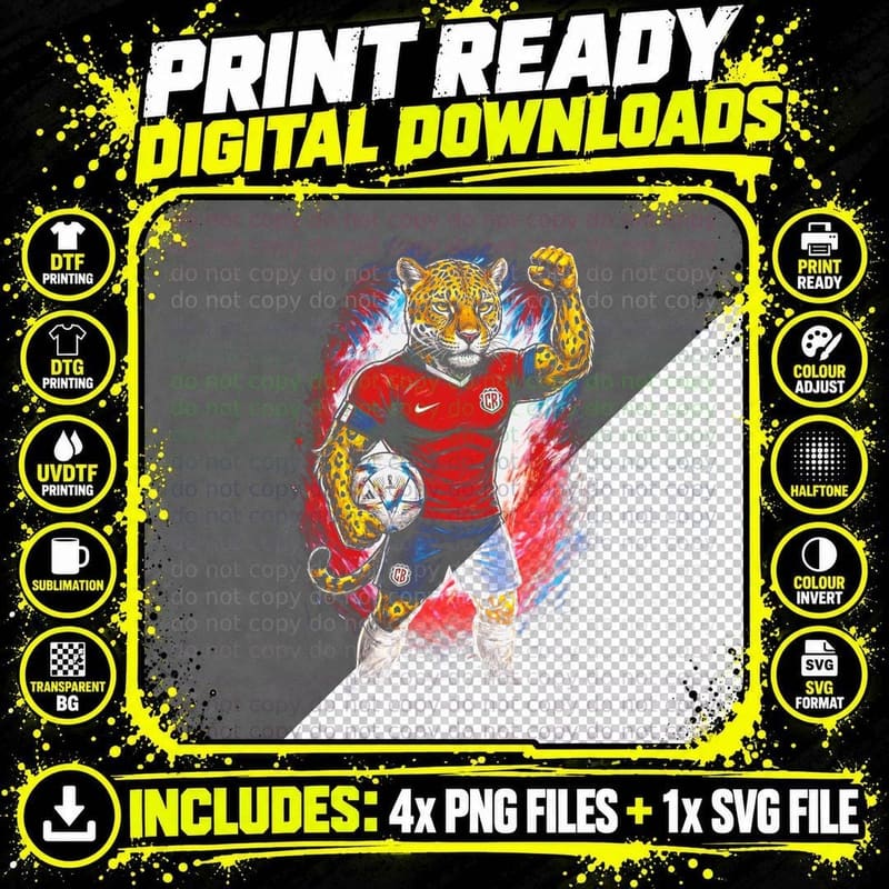 Costa Rica 1 Halftone T-Shirt Png SVG Digital Bundle