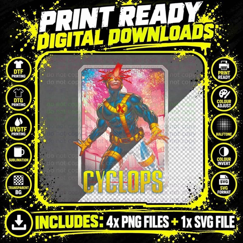 Cyclops Blue Pink Character Urban Background T-Shirt Png SVG Digital Bundle