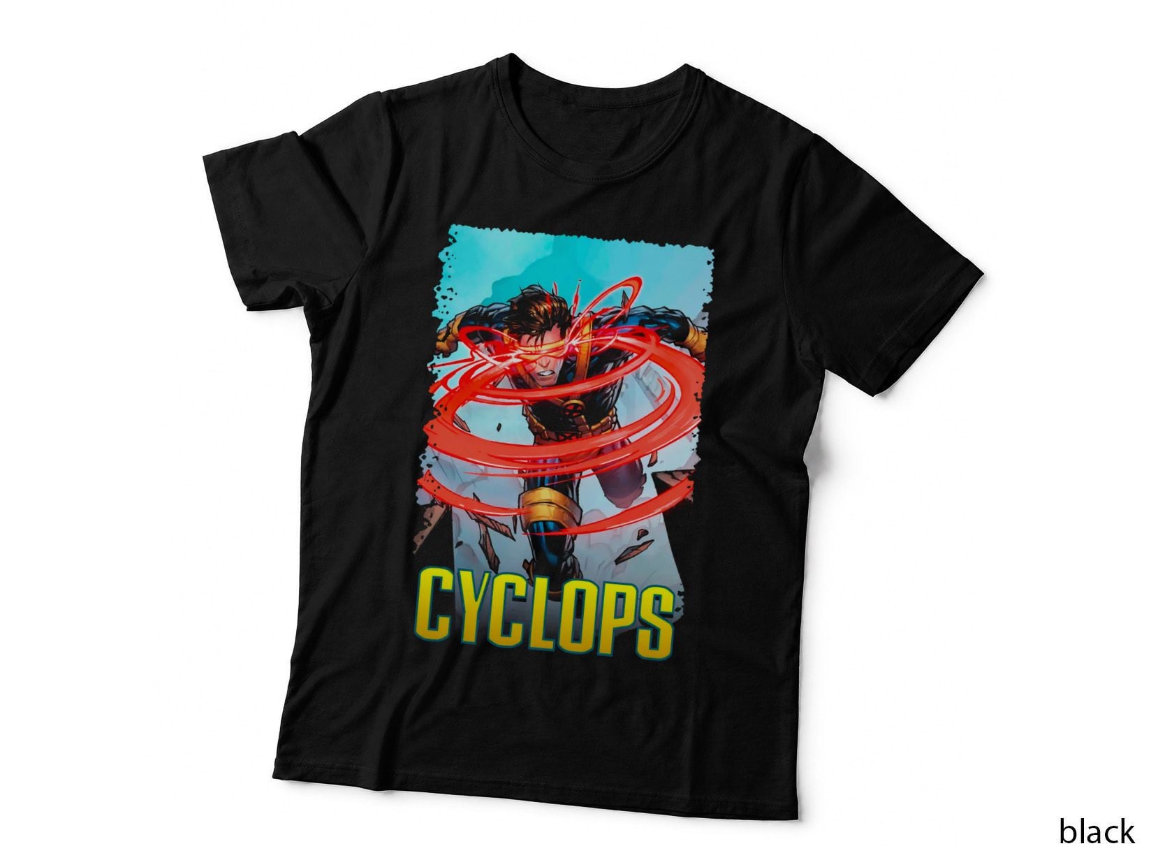 Cyclops Halftone Red Yellow Beam Powers Hero Character T-Shirt