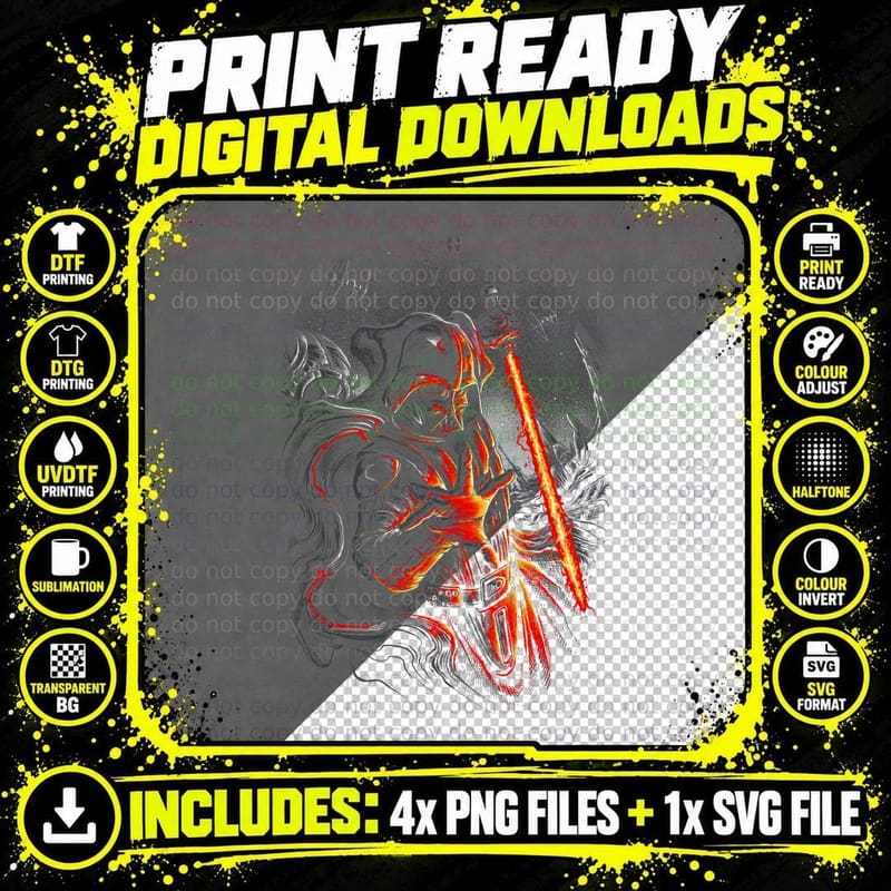 Darth Vader Grey Red Sketch Minimalist Villain T-Shirt Png SVG Digital Bundle