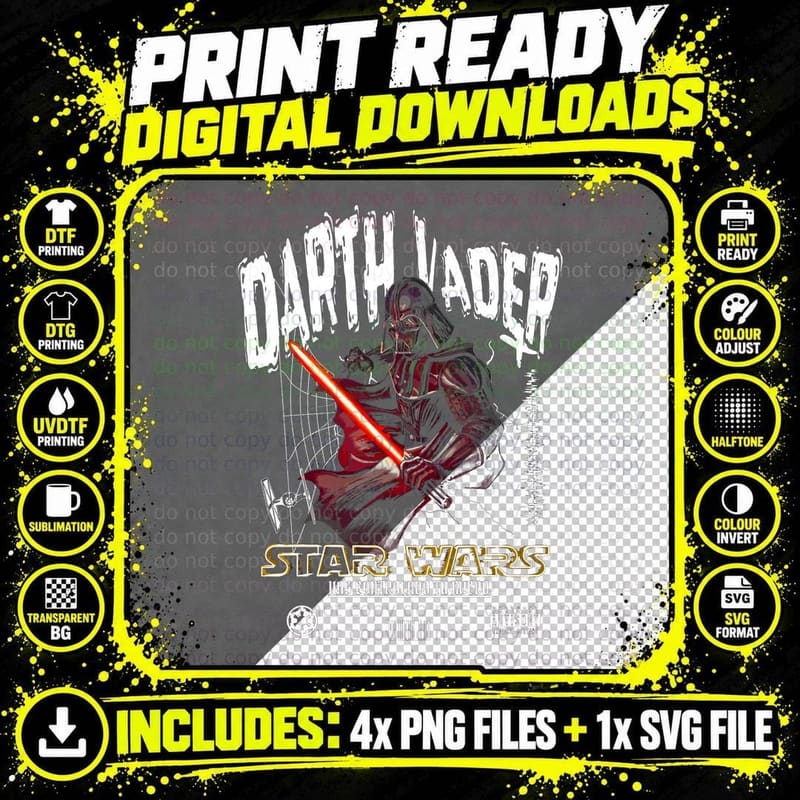 Darth Vader Ims Controlado Tu Miedo Red Lightsaber Png SVG Digital Bundle