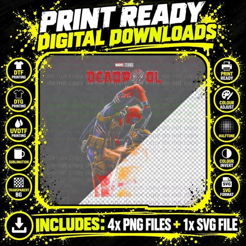 Deadpool Studios Character Figure Mercenary T-Shirt Png SVG Digital Bundle