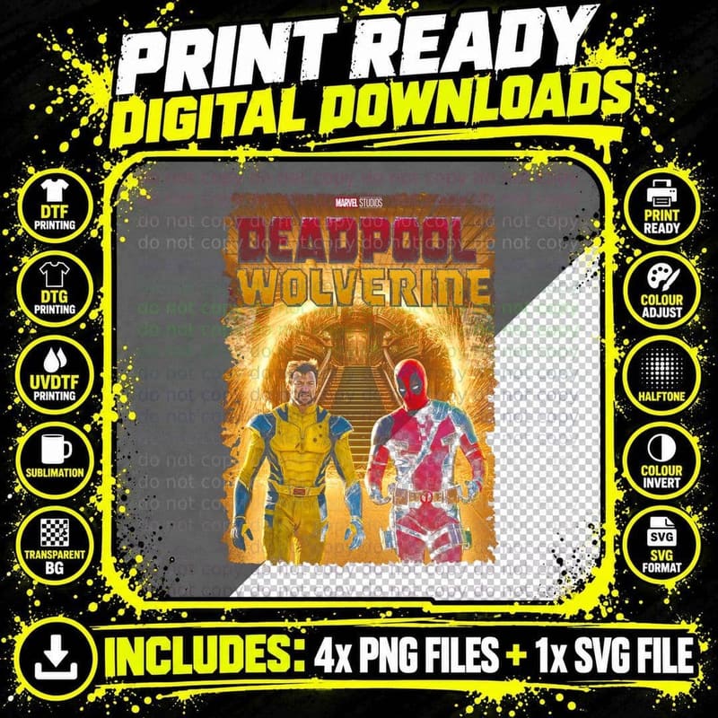 Deadpool Wolverine Studios Golden Glow T-Shirt Png SVG Digital Bundle