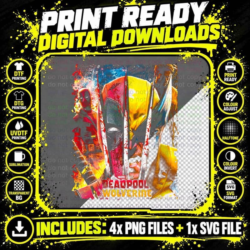 Deadpool Wolverine Studios Vertical Multi-Strip Png SVG Digital Bundle
