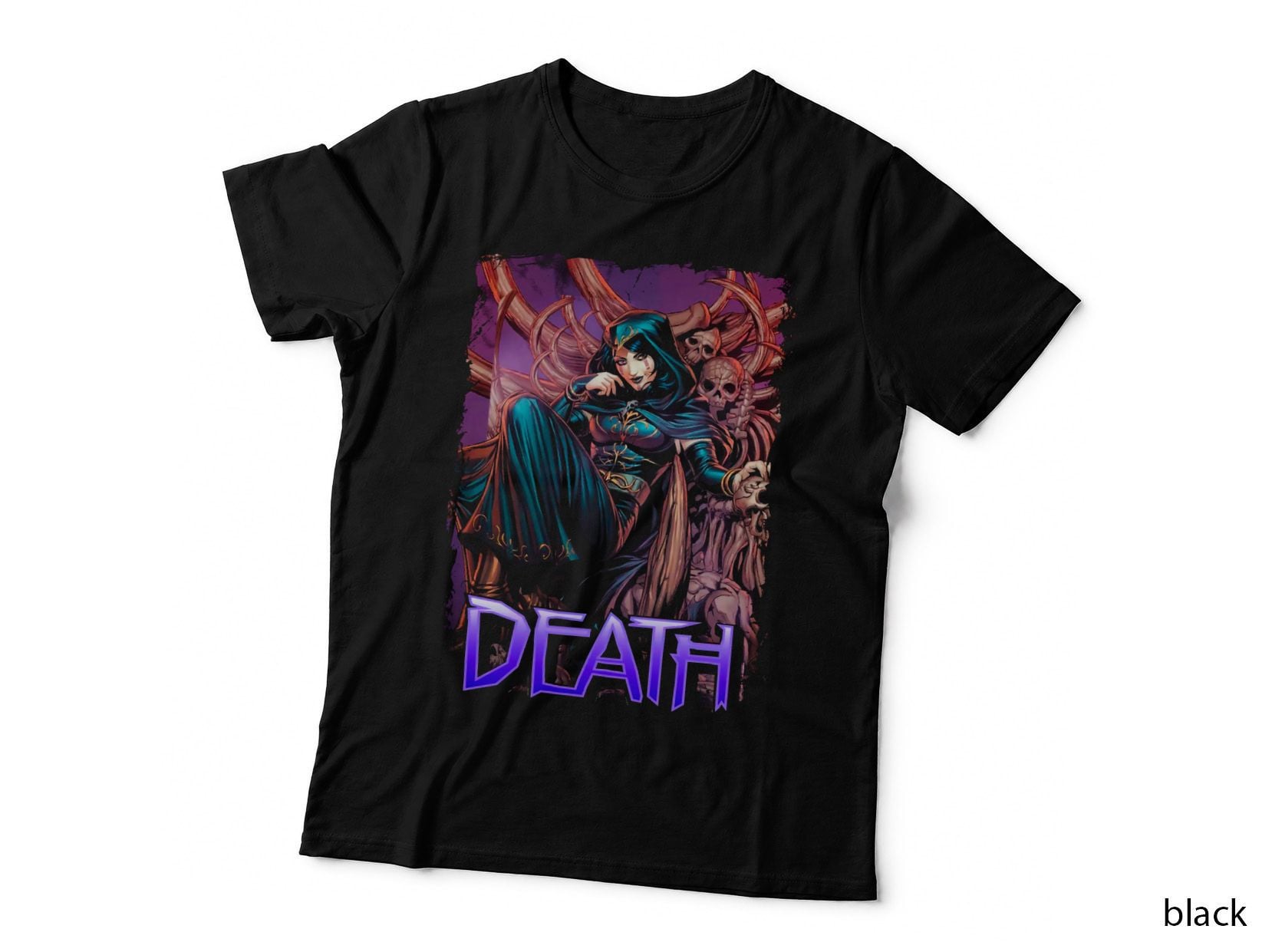 Death Female Purple Blue Halftone T-Shirt