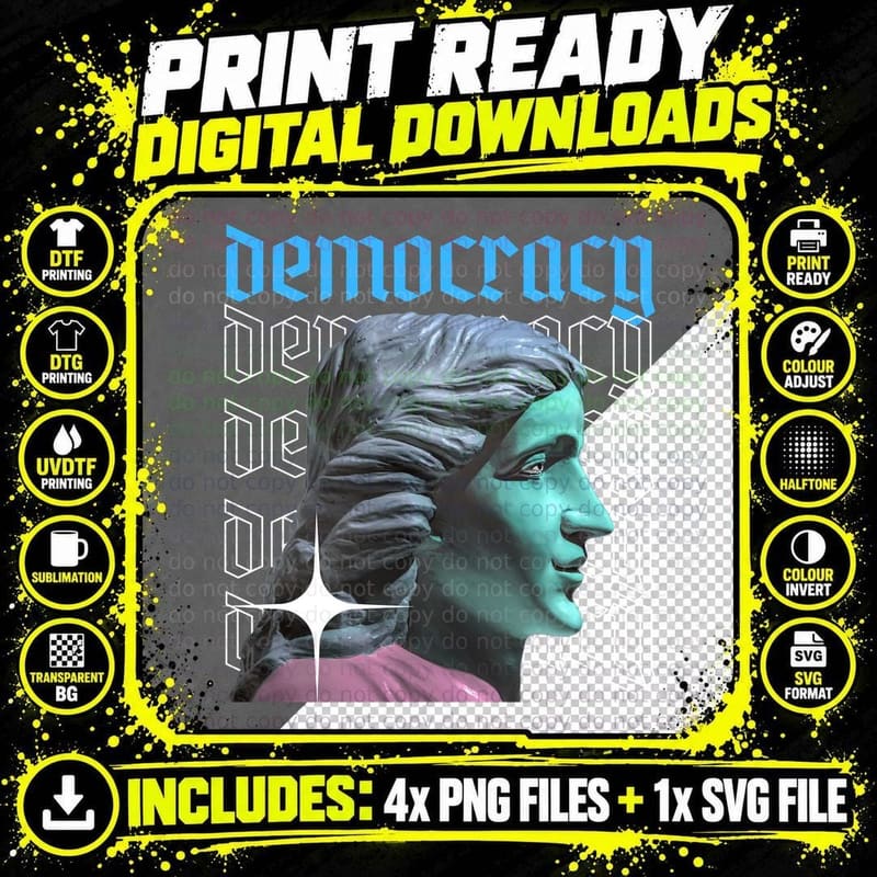 Democracy T Shirt Design Streetwear Theme Png SVG Digital Bundle
