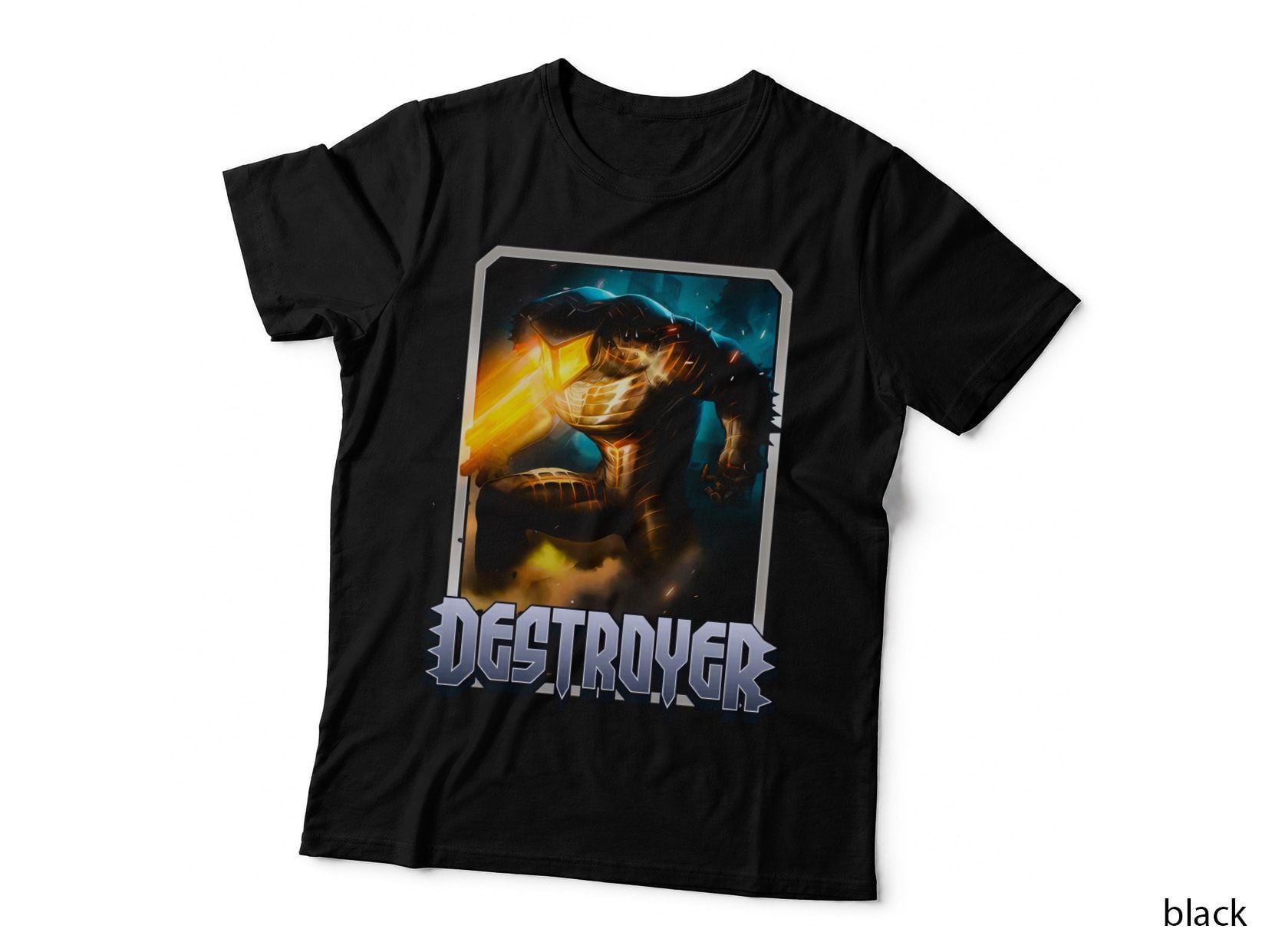 Destroyer Orange Yellow Giant Warrior Flame Effects T-Shirt