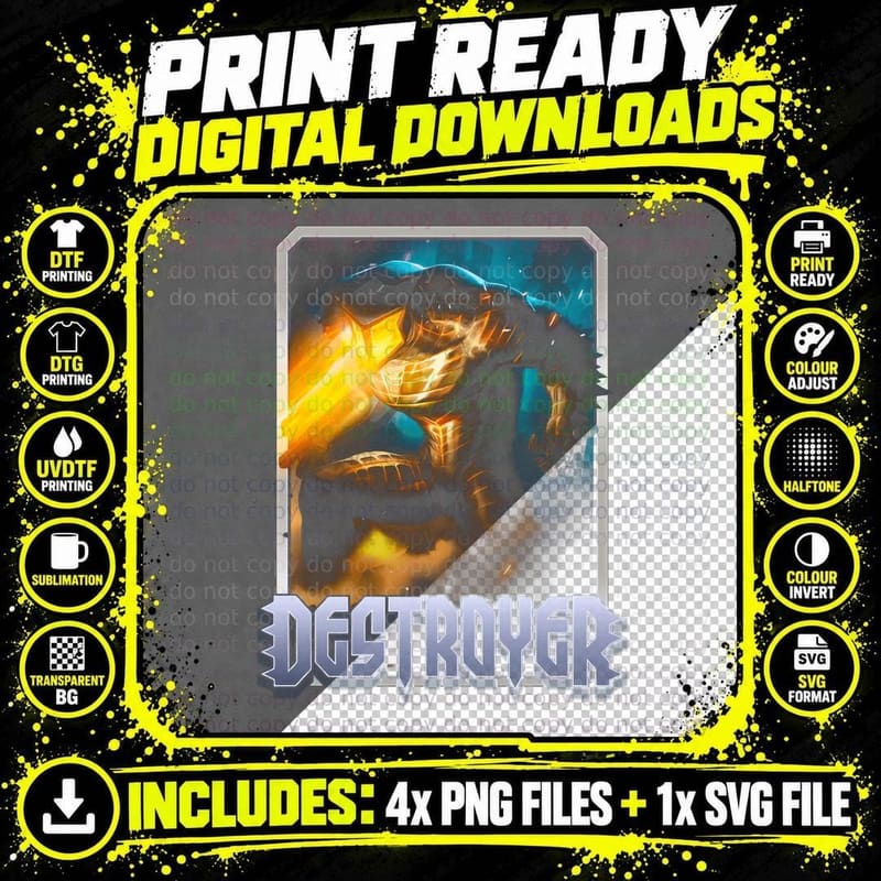 Destroyer Orange Yellow Giant Warrior Flame Effects Png SVG Digital Bundle