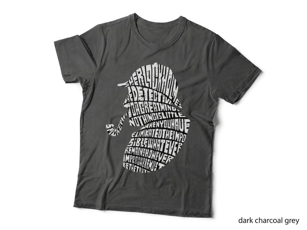 Detective White Sherlock Holmes Pipe Silhouette T-Shirt