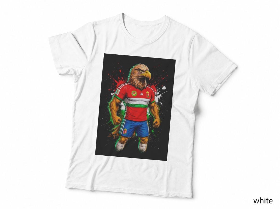 Eagle Mascot Red White Green Hungary Jersey Fists Clenched T-Shirt