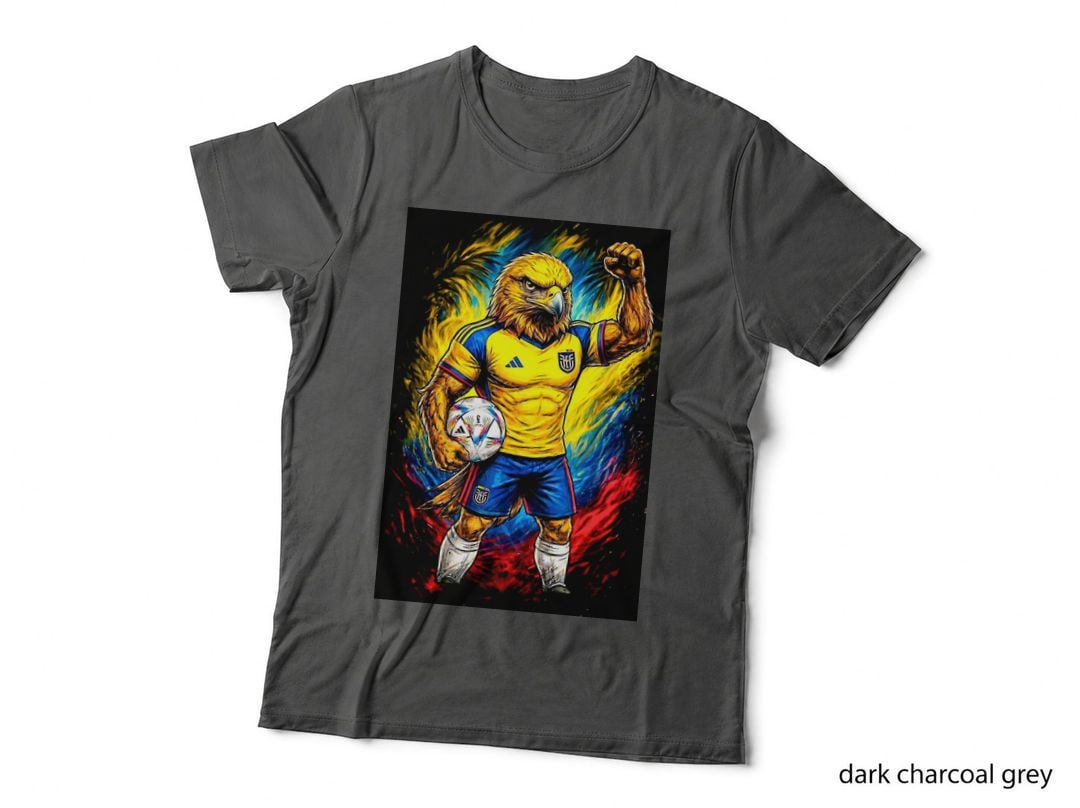 Eagle Mascot Yellow Ecuador Jersey Fist Raised Holding Ball T-Shirt