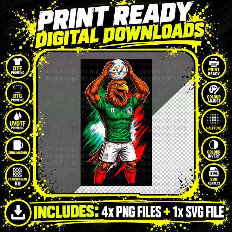 Eagle-Headed Footballer Brown Eagle Head Green Kit Png SVG Digital Bundle