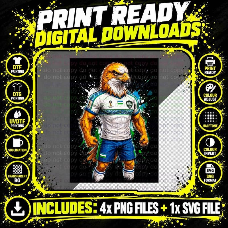 Eagle-Headed Footballer Ufa Golden Eagle Head White Blue Png SVG Digital Bundle