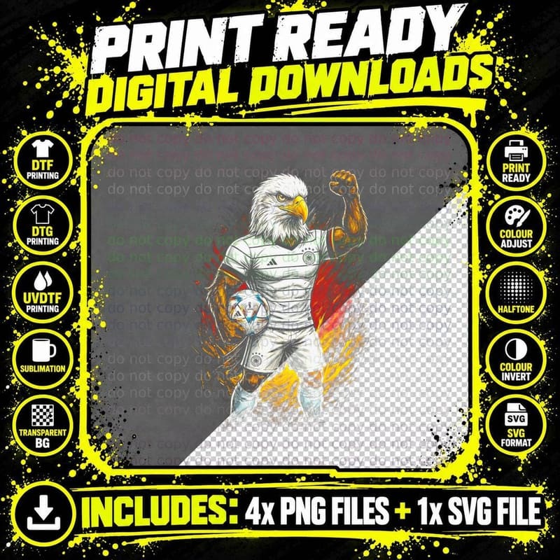 Eagle-Headed Germany Footballer White Eagle Head Kit Png SVG Digital Bundle